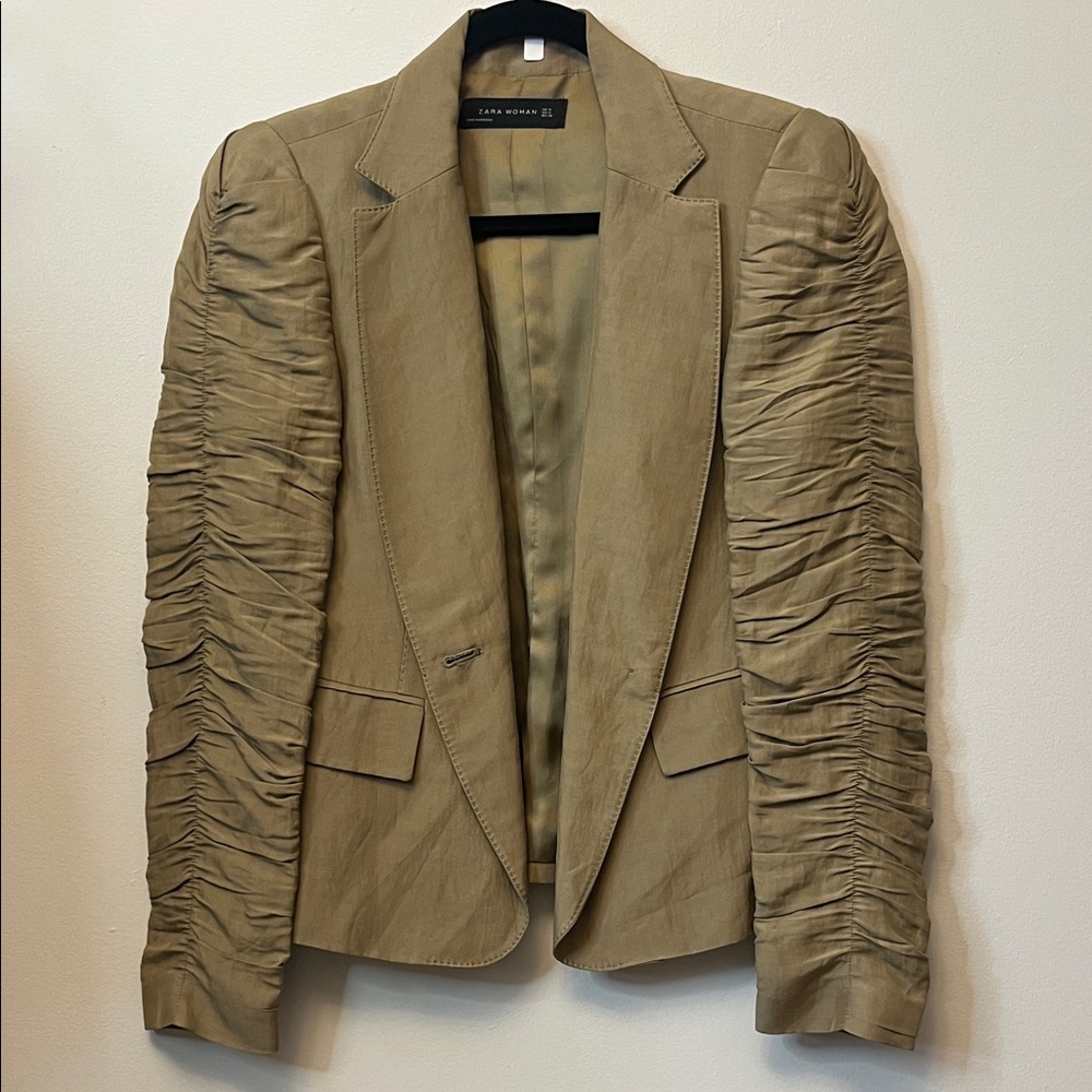 Zara Woman Beige-Tan Tailored Blazer